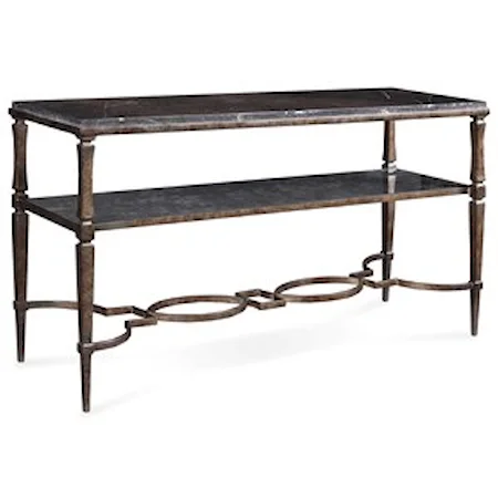 Metal Sofa Table with Dark Marble Top